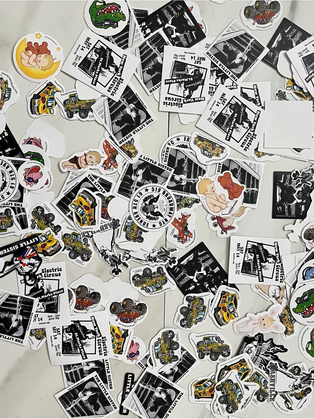 Brandy Melville Assorted Sticker Pack - Black, White & Colorful Cartoon Designs